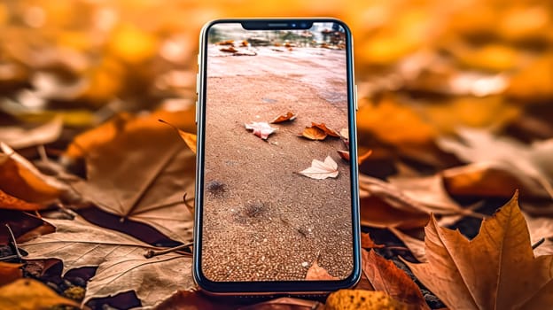 A smartphone featuring a beautiful screen saver, adding a touch of elegance and style to modern digital devices. Ideal for technology themed designs.