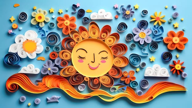 An enchanting childrens illustration created in the intricate and whimsical quilling style, perfect for adding charm to any kid themed project.