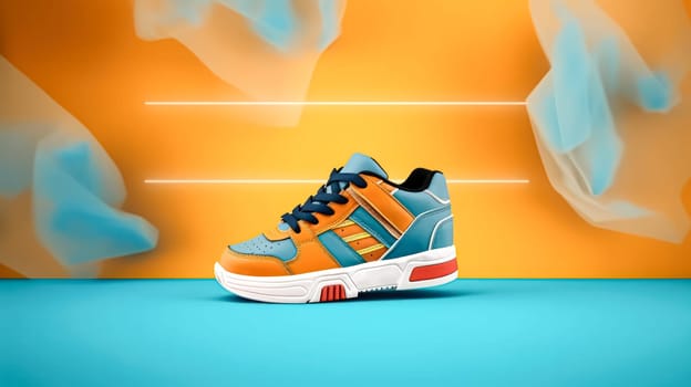 Stylish and trendy new sneakers showcased against a vibrant and bright background, perfect for fashion and footwear themed designs.