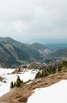 Majestic snow-capped peaks, lush valleys, and a serene river. Vibrant colors and rich textures make for a stunning mountain landscape. Perfect for relaxation and adventure.