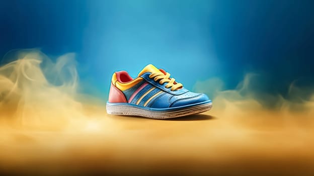 Stylish and trendy new sneakers showcased against a vibrant and bright background, perfect for fashion and footwear themed designs.