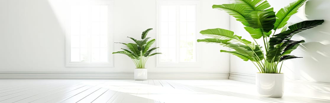 A large indoor tropical plant thrives in a bright room, adding a touch of greenery and freshness to the space with ample room for text.