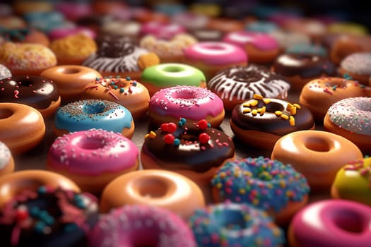 Assorted frosted donuts with sprinkles