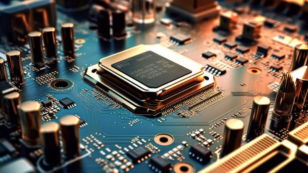 Close up view of a CPU chip, revealing intricate details and advanced technology crucial for modern computing systems.