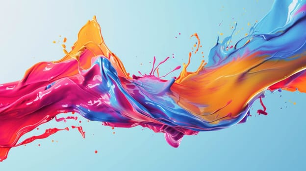 Vibrant paint splashes in dynamic motion. Created using AI generated technology and image editing software.