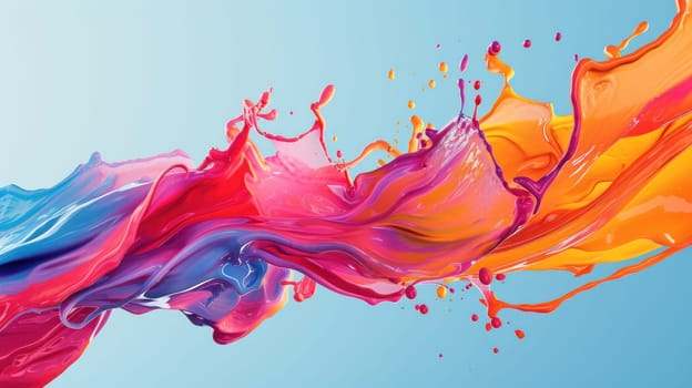 Abstract wave of color with vibrant splashes. Created using AI generated technology and image editing software.