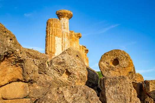 A pile of old broken temple columns