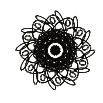 Black and White Hand Drawn Mandala for Coloring Pages, Coloring Books and Coloring Sheets. Floral Ornament Design Template. Ethnic, Swirl Pattern, Flower Isolated Object. Antistress for Kids, Childrens and Adults.