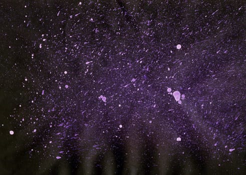 Watercolor Colorful Splash Background. Violet Splashes on Black Background. Space, Snow Blizzard, Star, Universe.