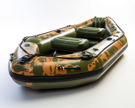 camouflage boat in military khaki. Boat on the white