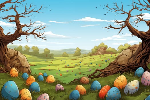 Bright Easter background. Festive layout.