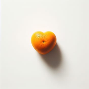 Fruits in the shape of a heart. White background. Insulation. Generative AI. High quality illustration