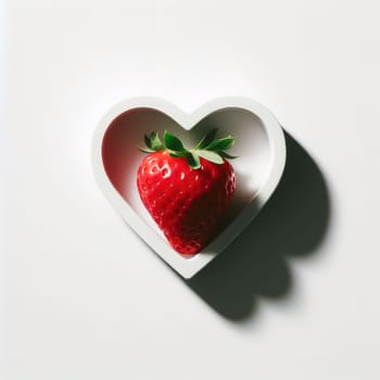 Fruits in the shape of a heart. White background. Insulation. Generative AI. High quality illustration