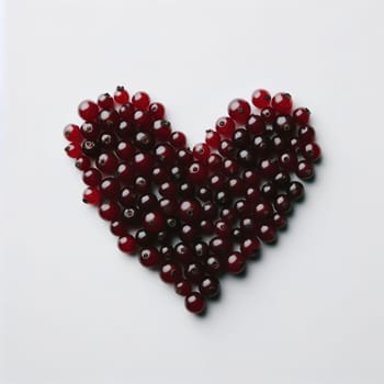 Fruits in the shape of a heart. White background. Insulation. Generative AI. High quality illustration