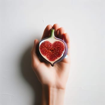 Fruits in the shape of a heart. White background. Insulation. Generative AI. High quality illustration