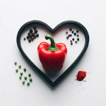 Fruits in the shape of a heart. White background. Insulation. Generative AI. High quality illustration