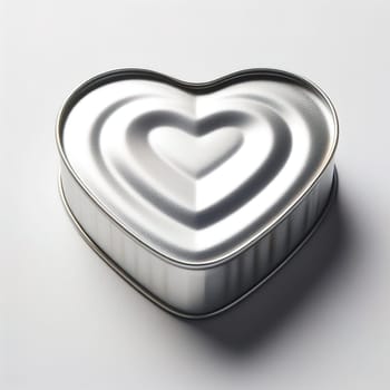 Canned food in the shape of a heart. White background. Insulation. Generative AI. High quality illustration
