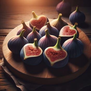 Heart-shaped figs. White background. Insulation. Generative AI.