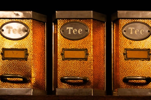 Antique Copper Tea Storage Boxes. High quality photo