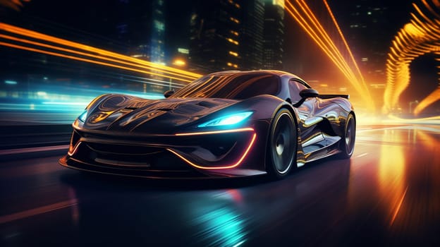 Futuristic sports car (3D Rendering). High quality photo