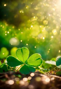 Clover leaf on a green background. Selective focus. Nature.