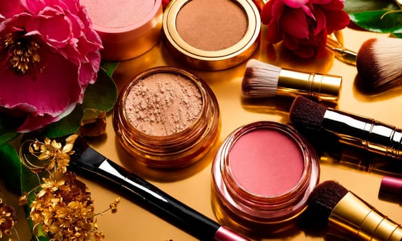 decorative cosmetics for makeup. Selective focus. pink.