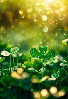 Clover leaf on a green background. Selective focus. Nature.