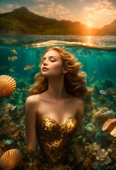 Beautiful girl underwater mermaid. Selective focus. Nature.