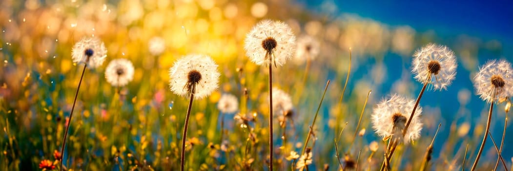 dandelions in the field. Selective focus. nature.