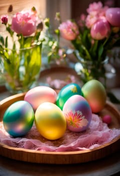 Beautiful Easter eggs for the holiday. Selective focus. food.