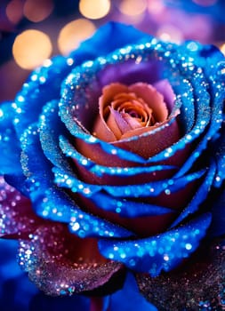 bouquet of blue roses on the table. Selective focus. nature.