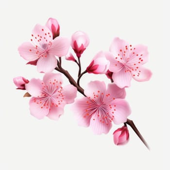 Cherry blossom flower blooming. Pink sakura flower background. Pink cherry blossom, isolated Sakura tree branch. For card, banner, invitation, social media post, poster, mobile apps, advertising