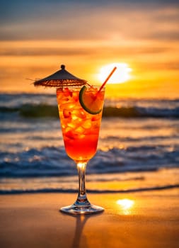 cocktails on the seashore overlooking palm trees. Selective focus. drink.