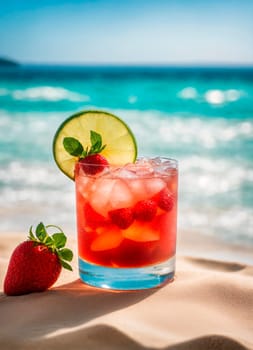 cocktails on the seashore overlooking palm trees. Selective focus. drink.