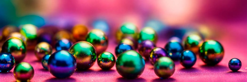 multi-colored shiny decorative balls. Selective focus. color.