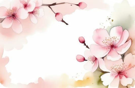 Cherry blossom flower blooming. Pink sakura flower background. Pink cherry blossom, isolated Sakura tree branch. For card, banner, invitation, social media post, poster, mobile apps, advertising