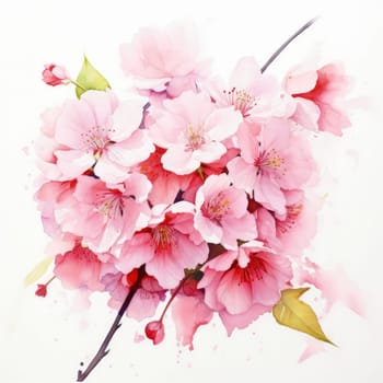 Cherry blossom flower blooming. Pink sakura flower background. Pink cherry blossom, isolated Sakura tree branch. For card, banner, invitation, social media post, poster, mobile apps, advertising