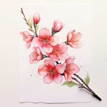 Cherry blossom flower blooming. Pink sakura flower background. Pink cherry blossom, isolated Sakura tree branch. For card, banner, invitation, social media post, poster, mobile apps, advertising