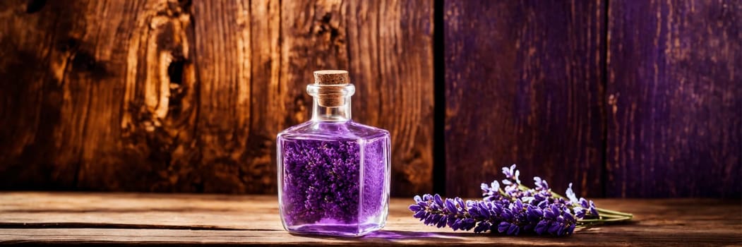 lavender essential oil in bottles. Selective focus. nature.