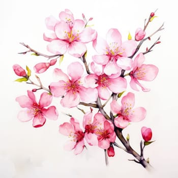 Cherry blossom flower blooming. Pink sakura flower background. Pink cherry blossom, isolated Sakura tree branch. For card, banner, invitation, social media post, poster, mobile apps, advertising