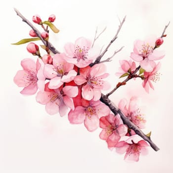 Cherry blossom flower blooming. Pink sakura flower background. Pink cherry blossom, isolated Sakura tree branch. For card, banner, invitation, social media post, poster, mobile apps, advertising