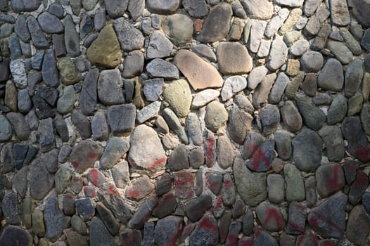 old wall made of real stone in the sun