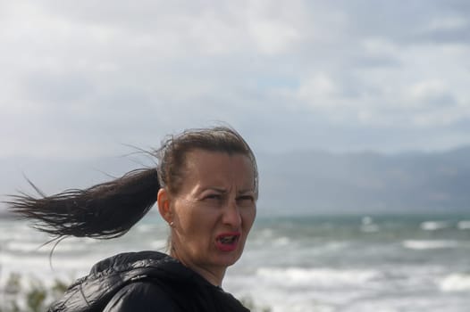 portrait of a woman on the beach in winter in Cyprus 3