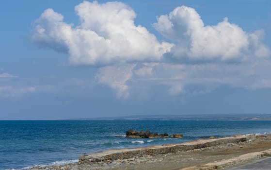 winter sky over the Mediterranean sea on the beach of Cyprus 1