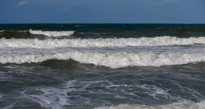 Mediterranean sea waves on the beach of Cyprus