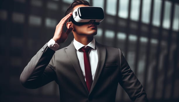 Man in VR glasses. High quality photo