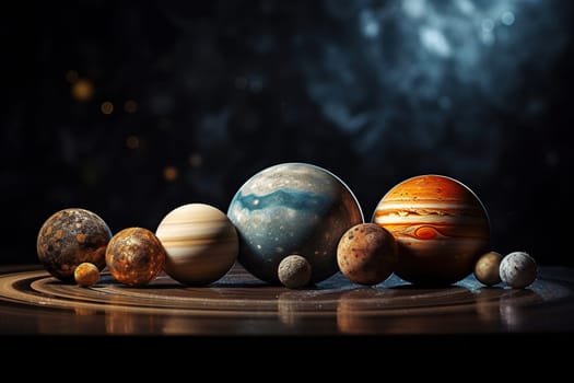 Colorful 3d model of planets. Abstract image of a planets.