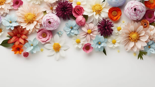 White spring, summer background with flower buds on top.
