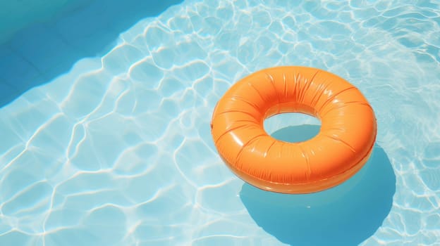 An orange inflatable circle on the surface of the pool AI