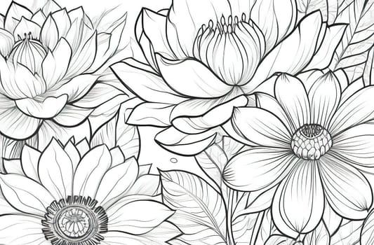 Close up detail shot of black and white floral pattern.